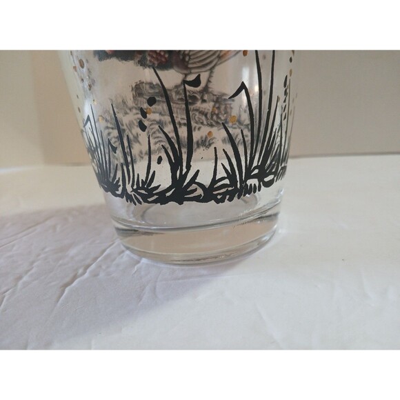 Vintage PHEASANTS HUNTING CLEAR GLASS COCKTAIL SHAKER 1960s Chrome Lid - Picture 8 of 16